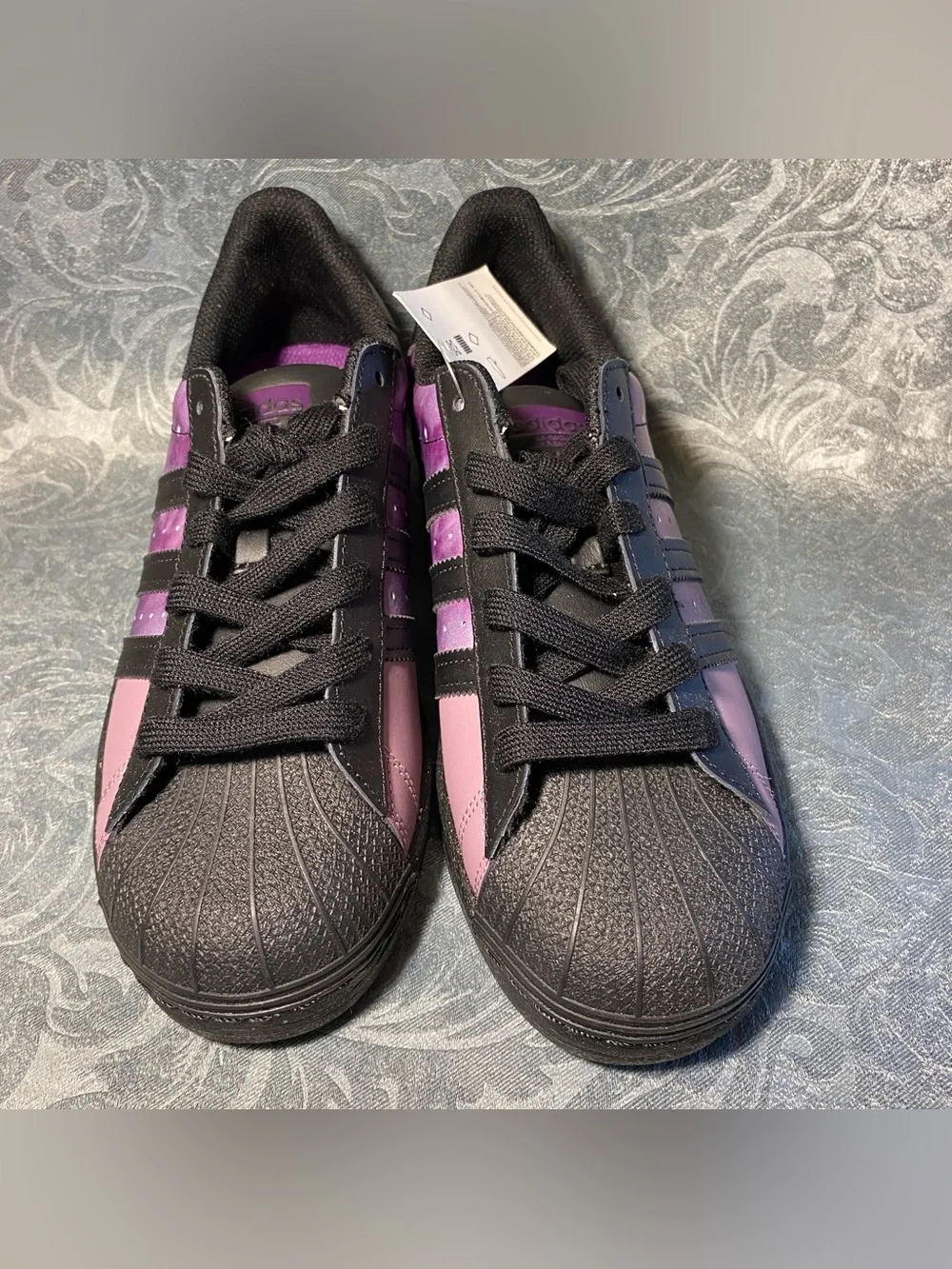 Rare ADIDAS Superstar J Galactic Galaxy Purple Sneakers - Youth 6, Women 7.5 NWT